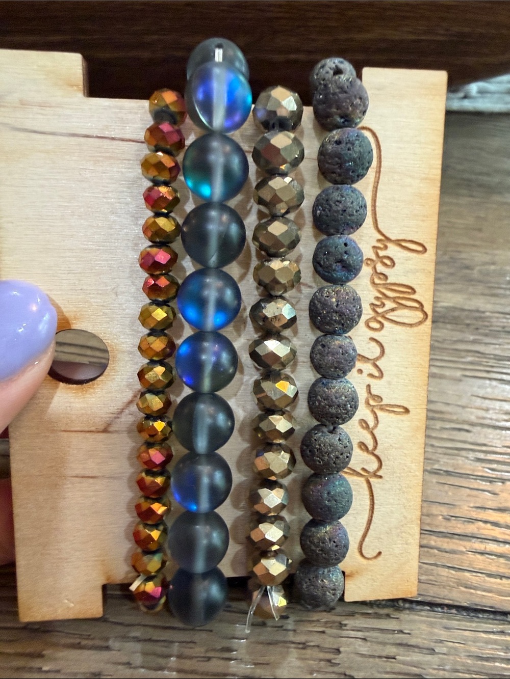 Women's Multi-Strand Beaded Bracelet with Up cycled Gucci piece - Picture 6 of 8